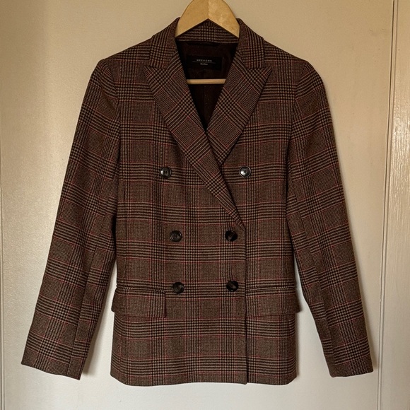 Weekend Max Mara Plaid Blazer in Brown and Red - Picture 1 of 17